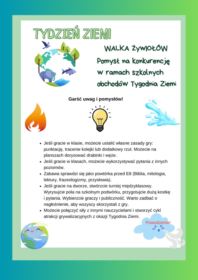 Walka Żywiołów gra polonistyczna