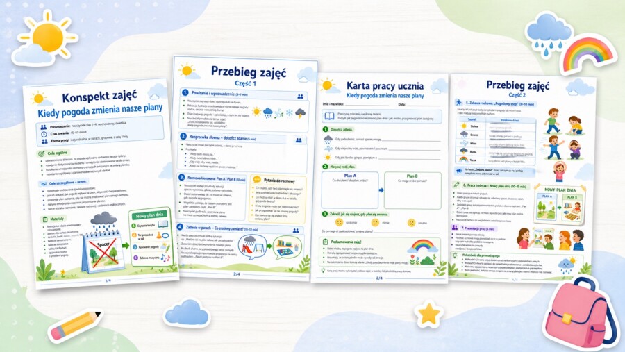 Konspekt zajęć. Kiedy pogoda zmienia nasze plany.