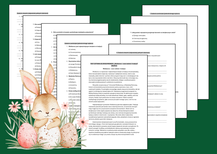 🐣WIELKANOC - test czytania ze zrozumieniem (klasa 4-5)