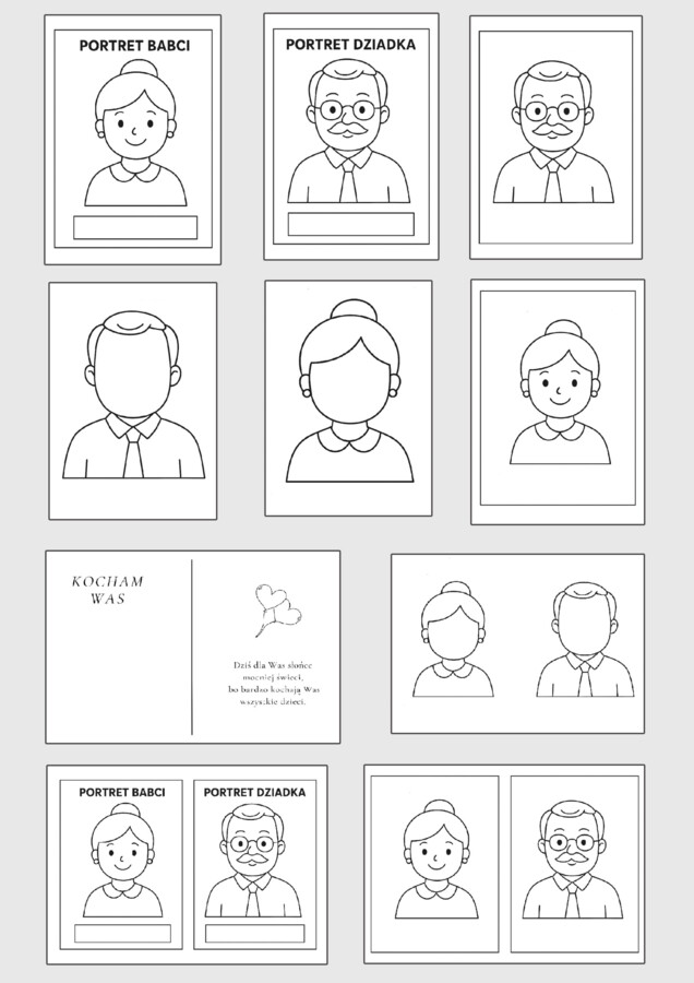 Kolorowanka i laurka DLA BABCI I DZIADKA - różne wersje