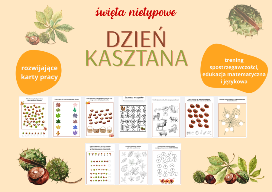 Dzień Kasztana - karty pracy na święta nietypowe