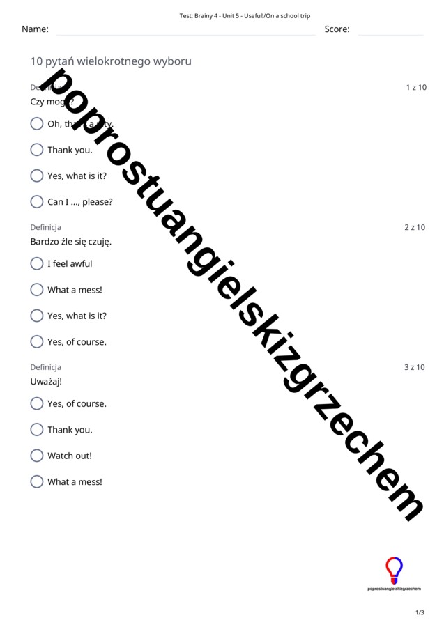 Brainy 4 – Unit 5 – testy