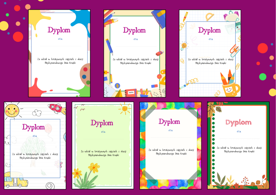 DZIEŃ KROPKI – dyplomy – 13 wersji