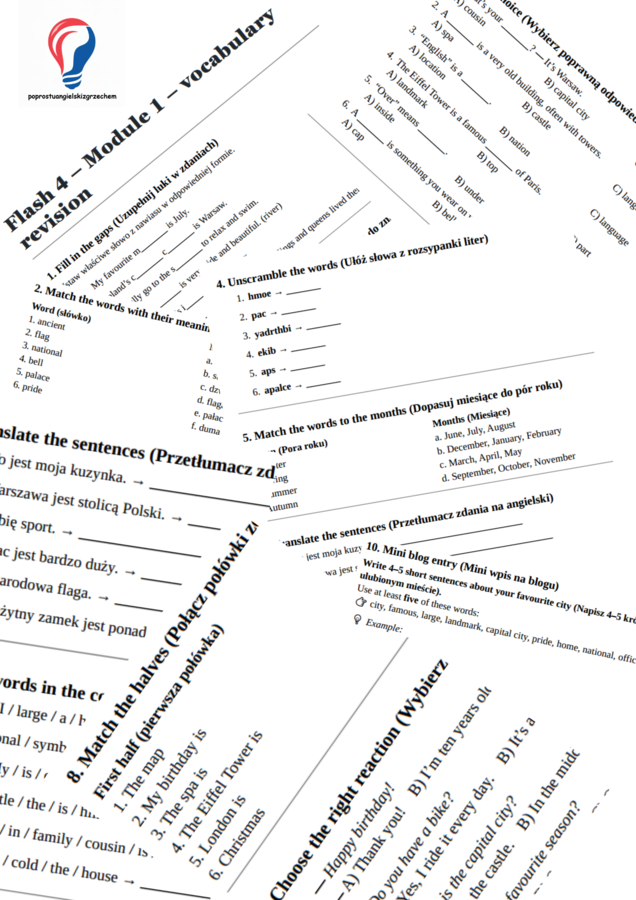 Flash 4 – Module 1 – vocabulary revision