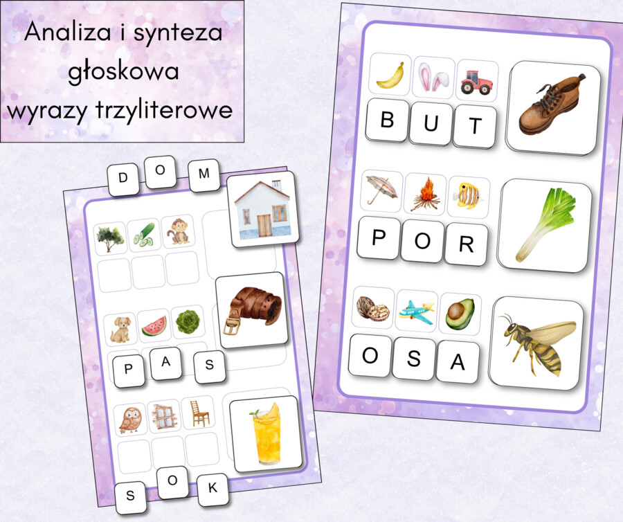Analiza i synteza głoskowa wyrazy trzyliterowe