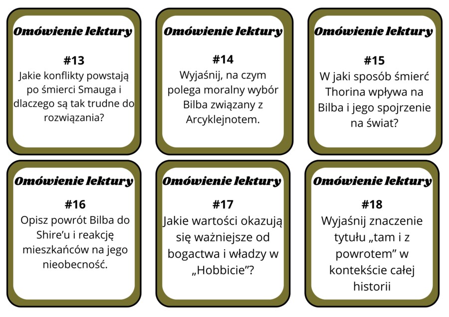 Hobbit, czyli tam i z powrotem - karty dyskusyjne