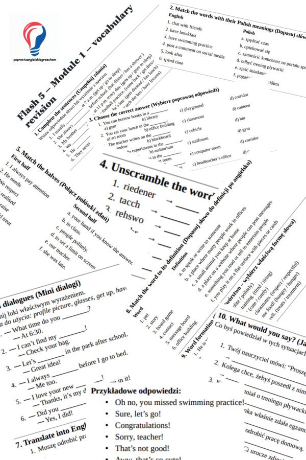 Flash 5 – Module 1 – vocabulary revision