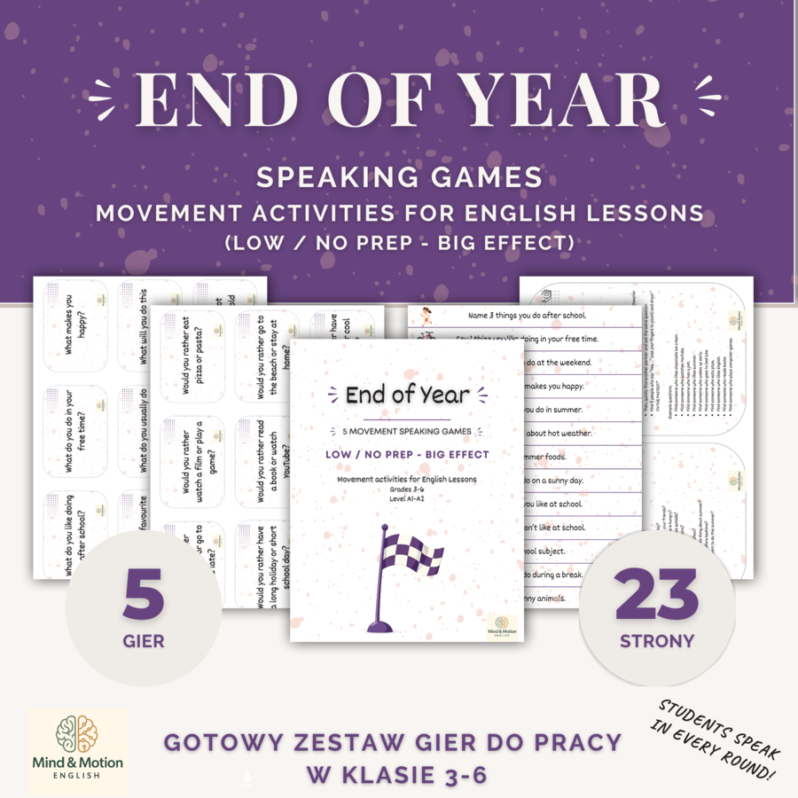 END OF YEAR - Speaking Games | Movement Activities | A1- A2