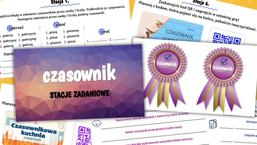 "Znawcy czasownika" - czasownik, stacje zadaniowe