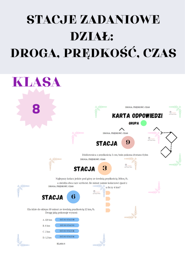 Stacje zadaniowe - droga, prędkość, czas