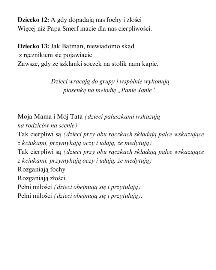 Mama i Tata- superbohaterowie; scenariusz przedstawienia dla grup przedszkolnych