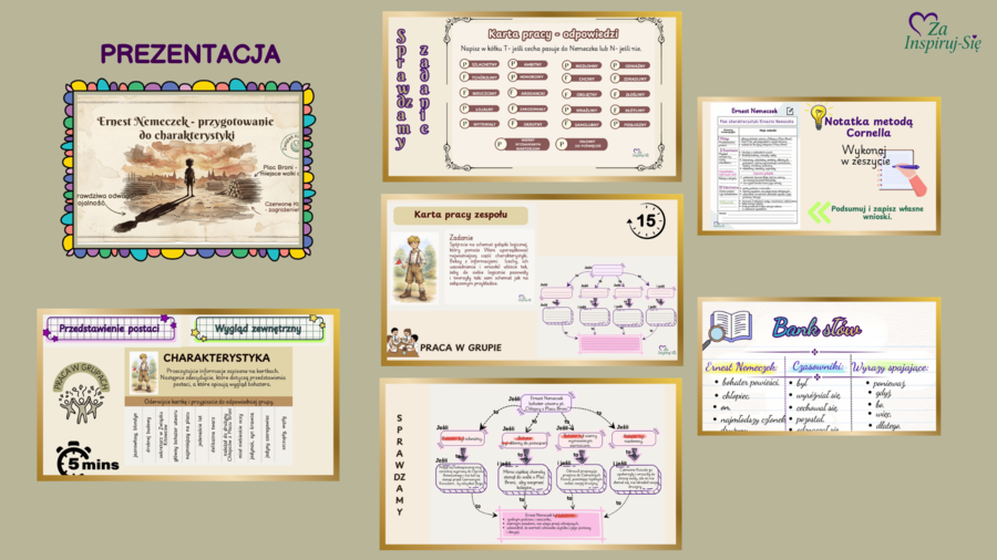 Charakterystyka na podstawie Ernesta Nemeczka – 3 lekcje +scenariusz + karty pracy (Chłopcy z Placu Broni)