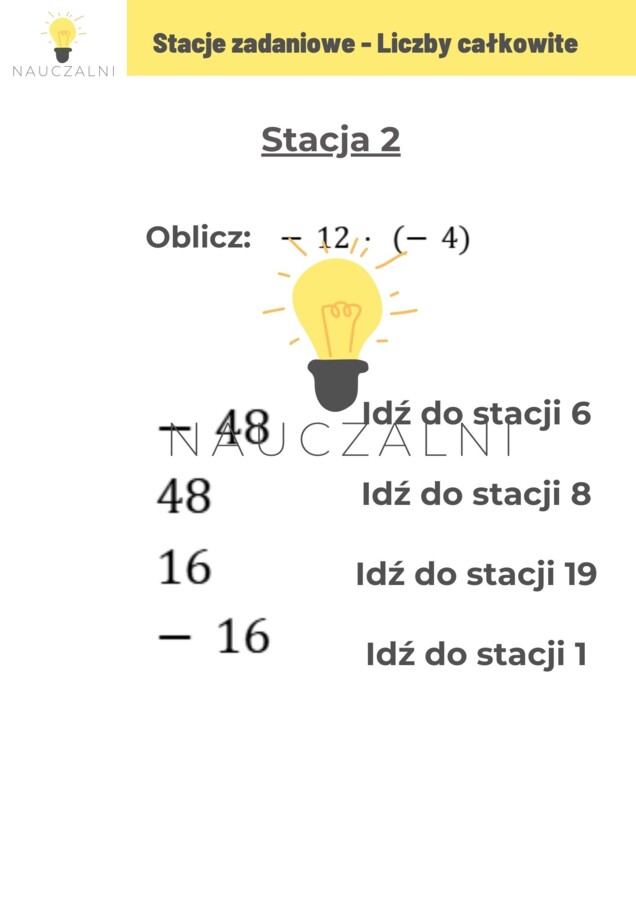 Stacje zadaniowe - liczby całkowite