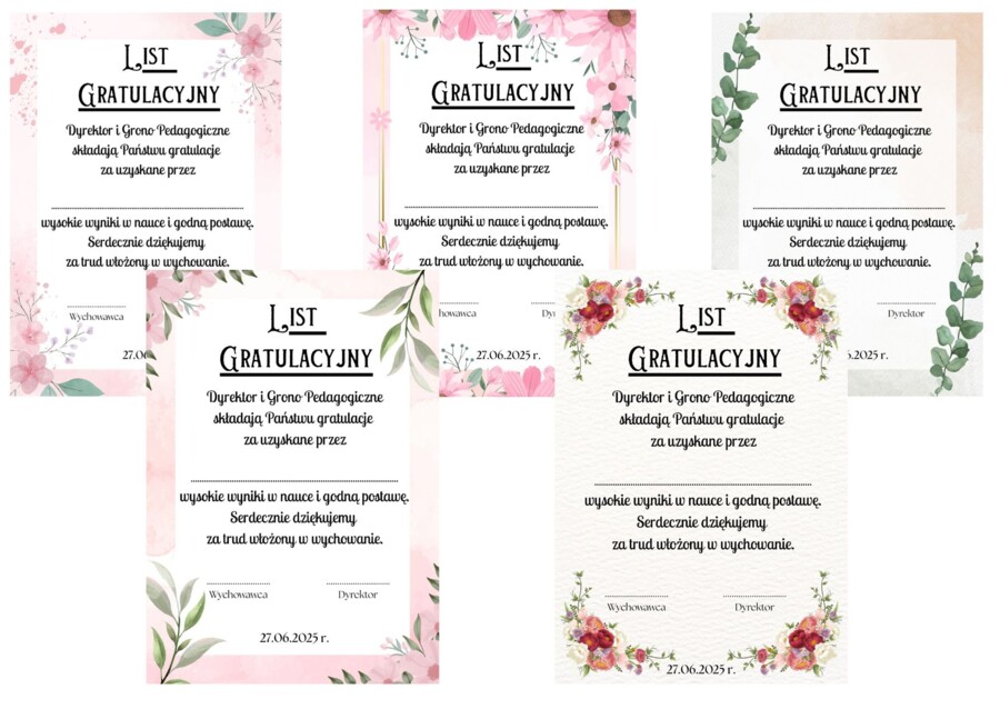 Listy gratulacyjne dla rodziców