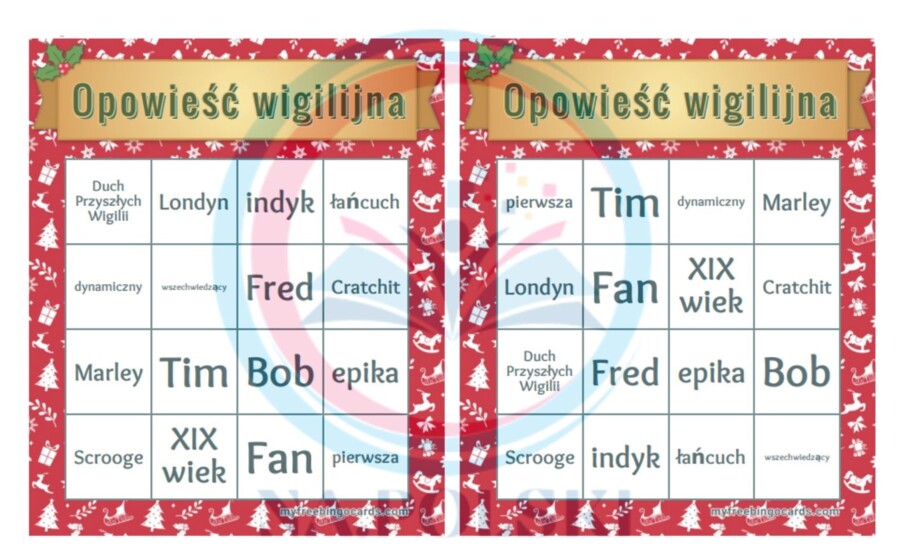 Opowieść wigilijna - BINGO