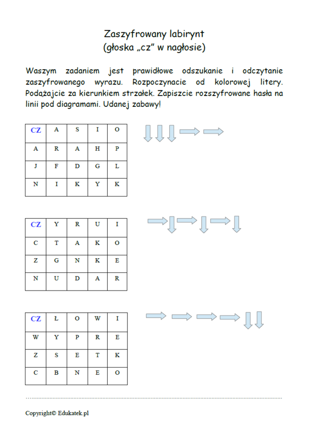 Zaszyfrowany labirynt - zabawy logopedyczne i nauka czytania