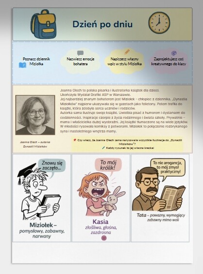 Dzień po dniu. Lekcja JĘZYKA POLSKIEGO. Dynastia Miziołków.