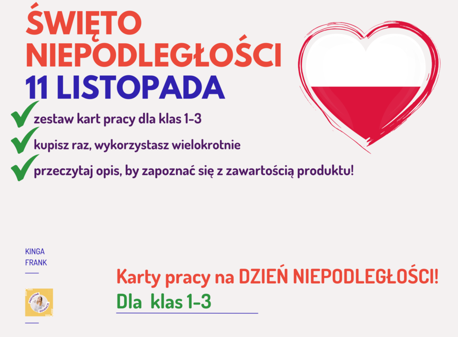 📚 AŻ 3 KARTY PRACY idealne dla klas 1-3 w temacie obchodów święta NIEPODLEGŁOŚCI! #11listopada