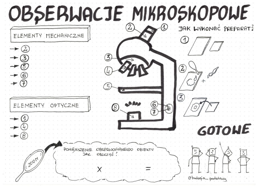 Obserwacje mikroskopowe - klasa 5 - sketchnotka KP