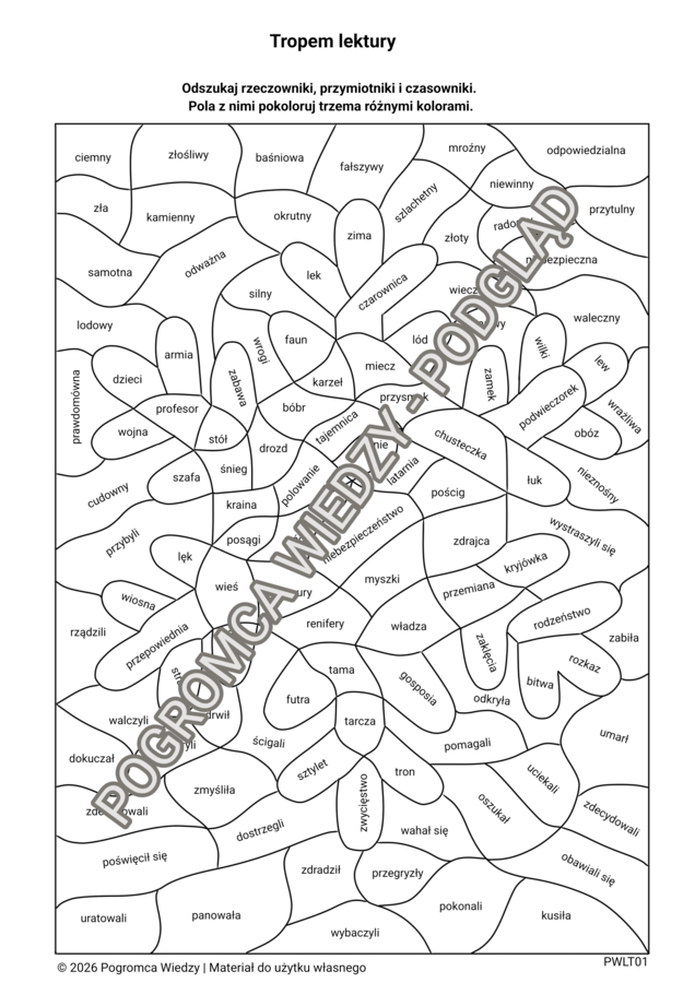 Opowieści z Narnii - Tropem lektury (karta pracy+ klucz odpowiedzi)