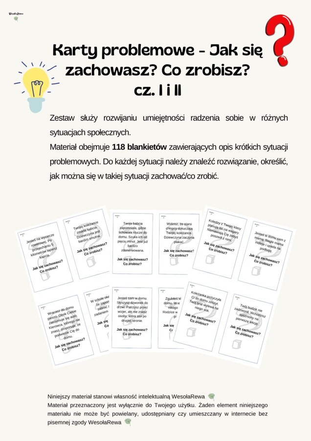Część I i II - Karty problemowe Jak się zachowasz? Co zrobisz?