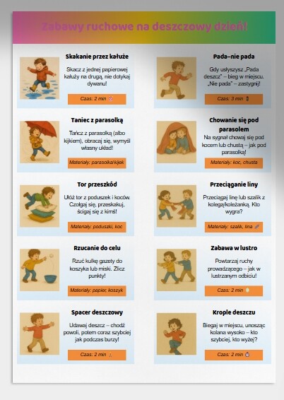 W deszczowy dzień wesoło się bawimy