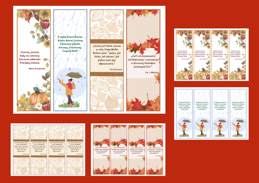 JESIENNE zakładki do książek – zakładka – jesień - wersja 2