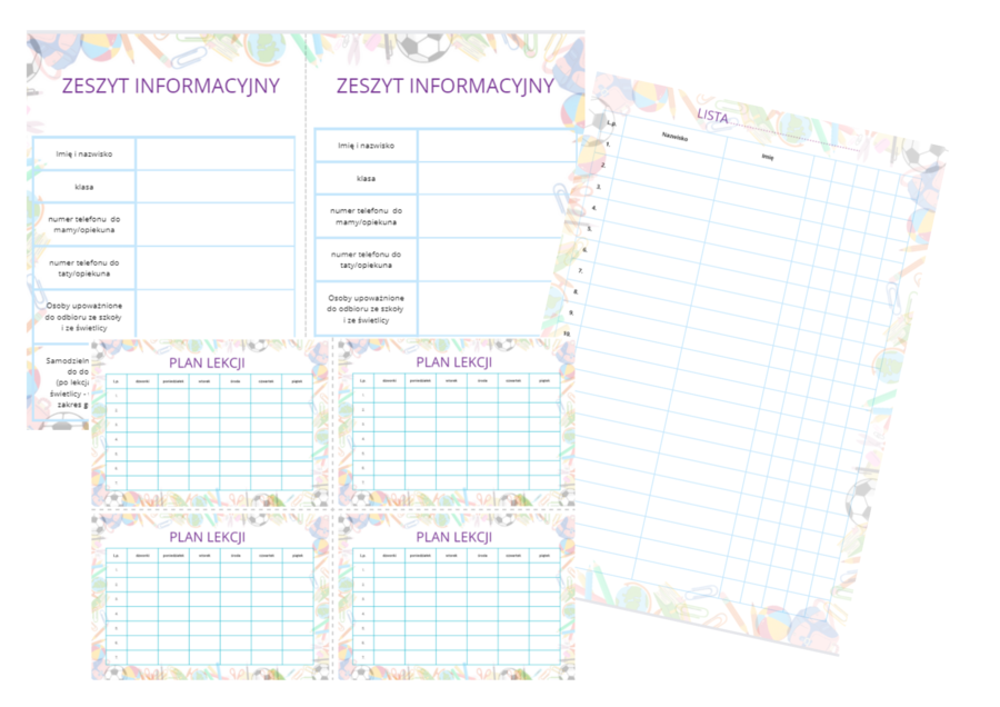 Wracamy do szkoły! - Zestaw dla nauczyciela i dla ucznia - tablica, dzienniczek, dokumenty