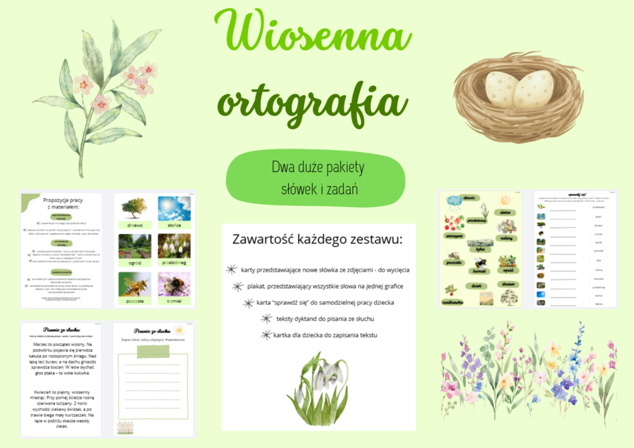 Wiosenna ortografia - pełne pakiety materiałów