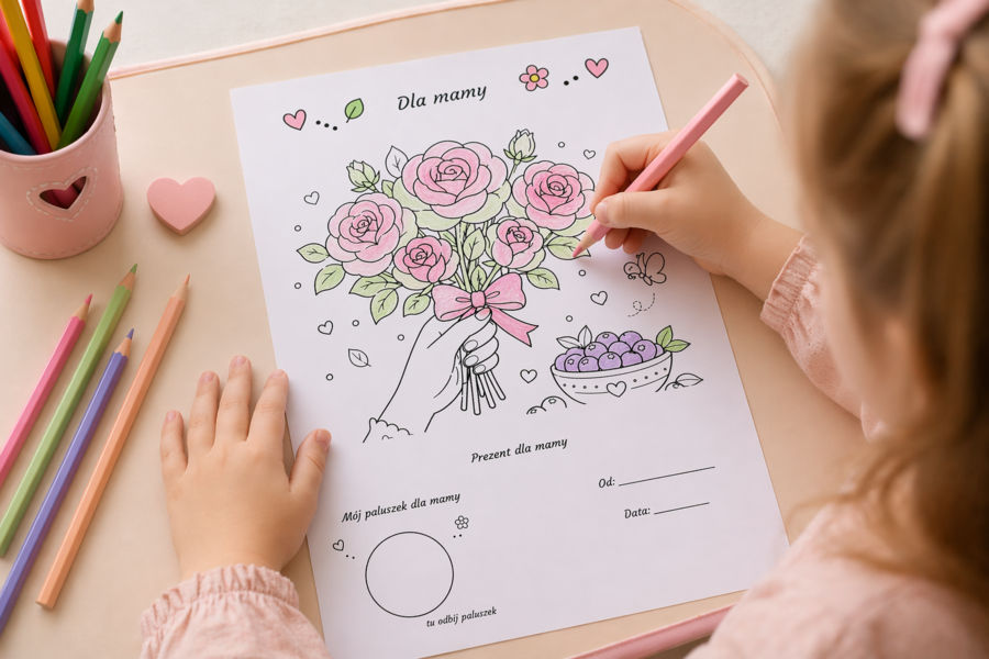 Kolorowanka „Bukiet dla mamy”