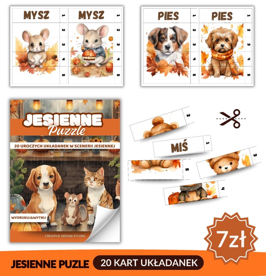 📚🍂 Puzzle w scenerii jesiennej dla najmłodszych🍂📚 20 mini układanek dla dzieci ❤️🍁