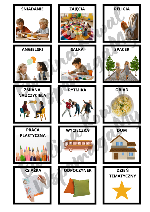 Plan dnia - kafelki AUTYZM