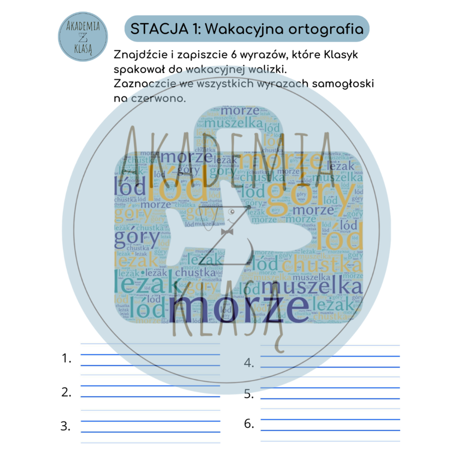 5 STACJI ZADANIOWYCH dla kl.1 – WAKACYJNA PRZYGODA Z KLASYKIEM