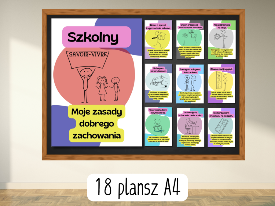 "Kulturalnik Ucznia" – szkolny savoir-vivre w pigułce - 18 plansz A4