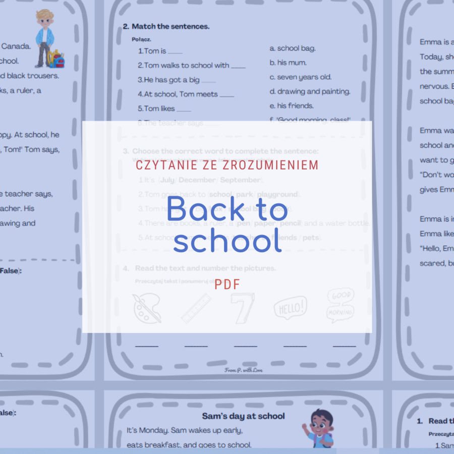 Czytanie ze zrozumieniem | Back to School | Zadania dodatkowe