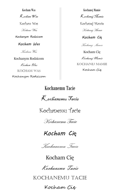 WKLEJKA do laurki i prezentów - Kocham Was, Kochanej Mamie, Kochanemu Tacie