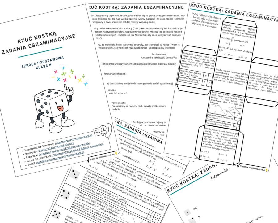 Zadania egzaminacyjne z matematyki z kostką (klasa 8)