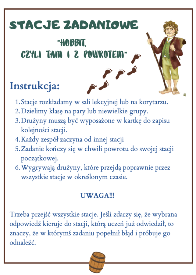 "Hobbit" - stacje zadaniowe (lekcja w ruchu)
