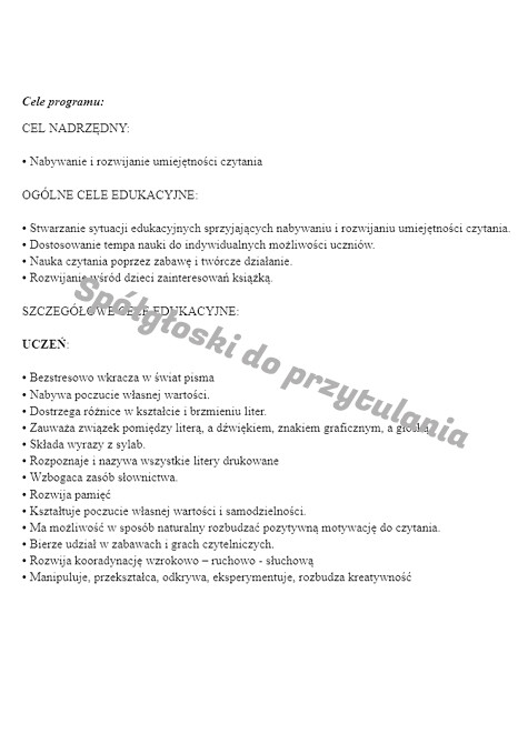 Innowacja pedagogiczna Spółgłoski do przytulania