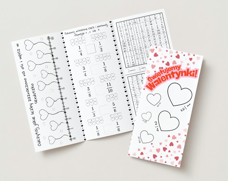 Ułamki na walentynki - wersja od 4 klasy