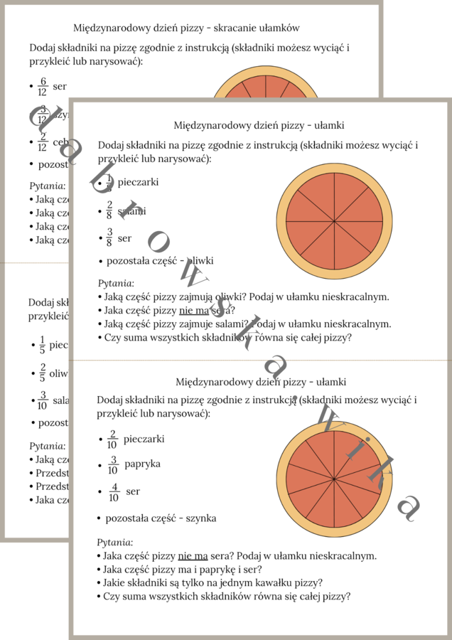 Dzień Pizzy - ułamki zwykłe