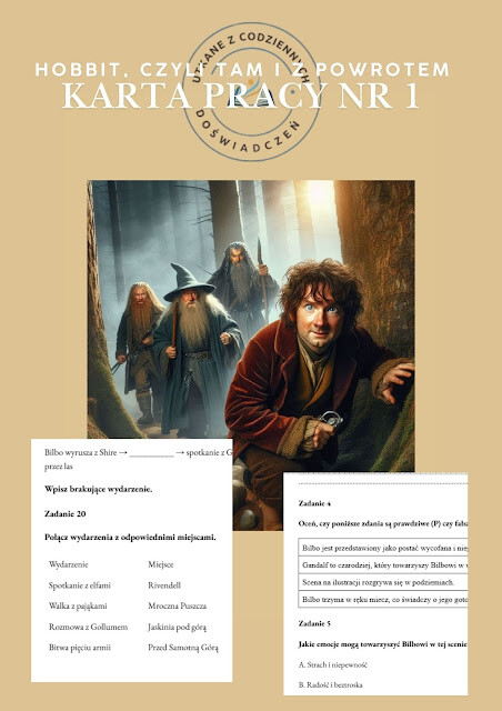 Obraz, emocje, lektura - karta pracy nr 1 z ilustracją do powieści „Hobbit, czyli tam i z powrotem”