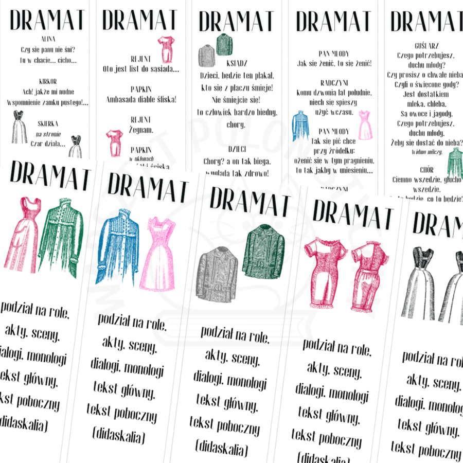 DRAMAT - dwustronna zakładka do książki lub wklejka