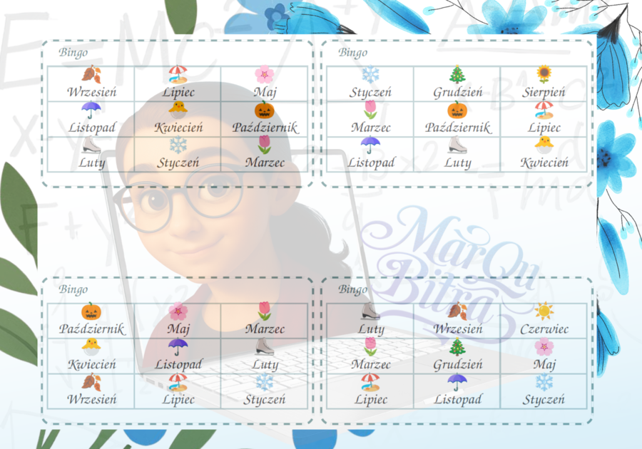 Gra edukacyjna BINGO KALENDARZ: Miesiące, Pory Roku, Kwartały (Zestaw XXL + Scenariusz Lekcji)