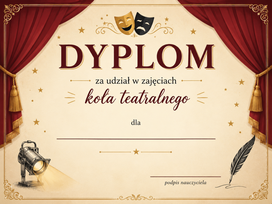Dyplomy za udział w zajęciach koła teatralnego