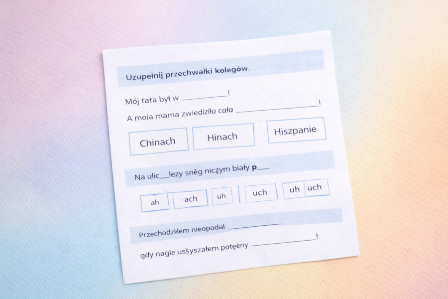 PISOWNIA WYRAZÓW Z H I CH [Karta pracy, sprawdzian]