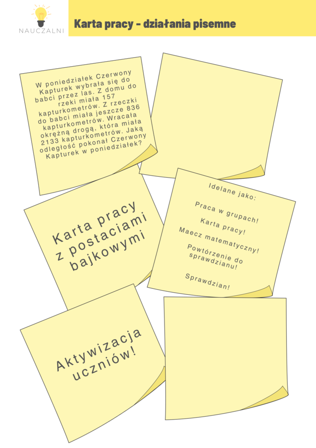 Karta pracy - Działania pisemne