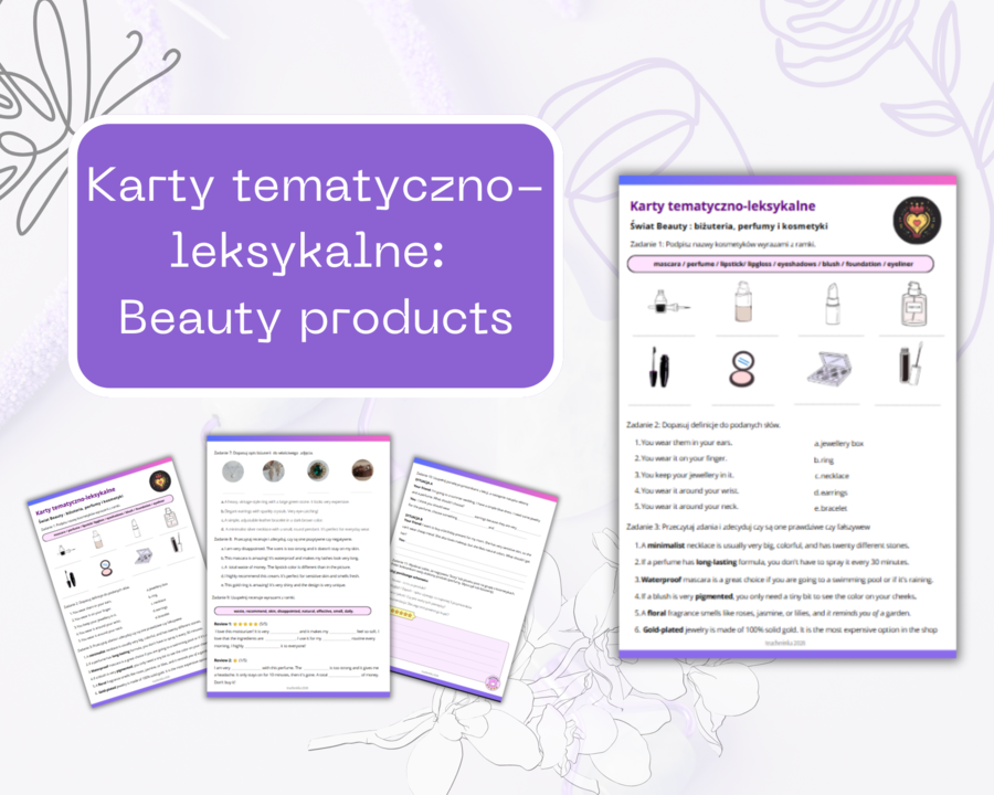 Karty tematyczno-leksykalne: Świat Beauty - kosmetyki, biżuteria, perfumy
