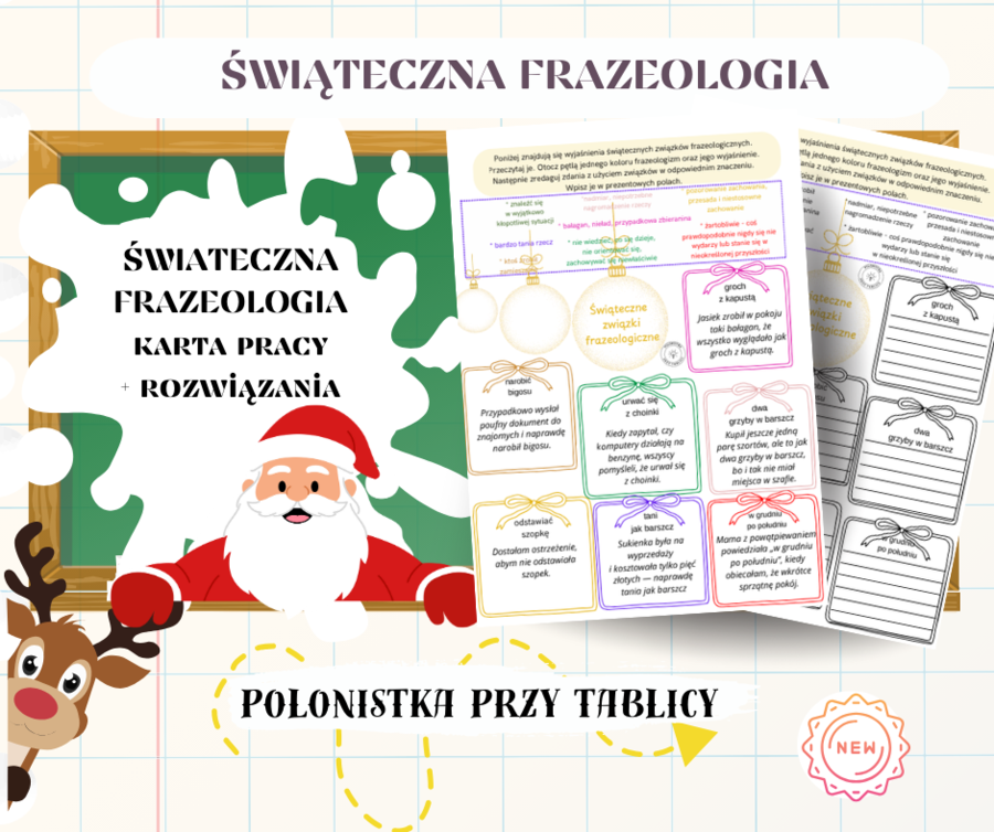 Karta pracy świąteczna frazeologia święta świąteczne frazeologizmy propozycja rozwiązań