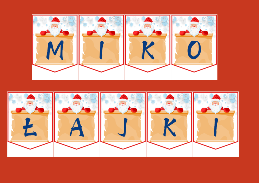 MIKOŁAJKI – Mikołaj – Boże Narodzenie – GIRLANDA - biblioteka – świetlica – przedszkole – gazetka – wersja 2
